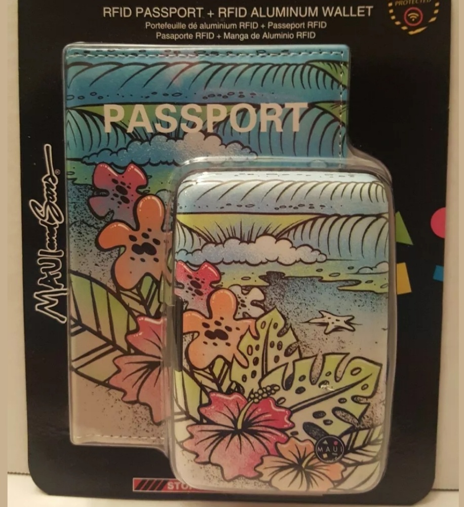 Maui and sons passport holder aluminum wallet